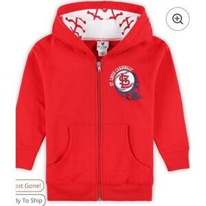St. Louis Cardinals Baseball Full-Zip Hoodie Soft As A Grape Red Sz Boys 5/6 $47